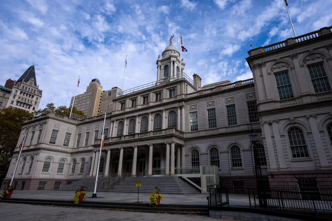 New York City Hall on the morning after Zohran Mamdani’s election day win in New York City, U.S., November 5, 2025. REUTERS/Angelina Katsanis