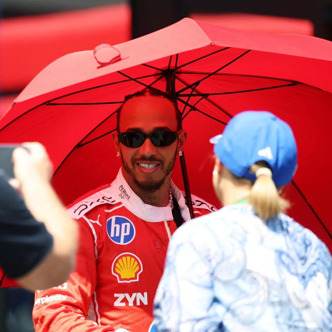 Ferrari’s Lewis Hamilton arriving on June 25 for the drivers’ press conference ahead of this weekend’s Austrian Grand Prix.