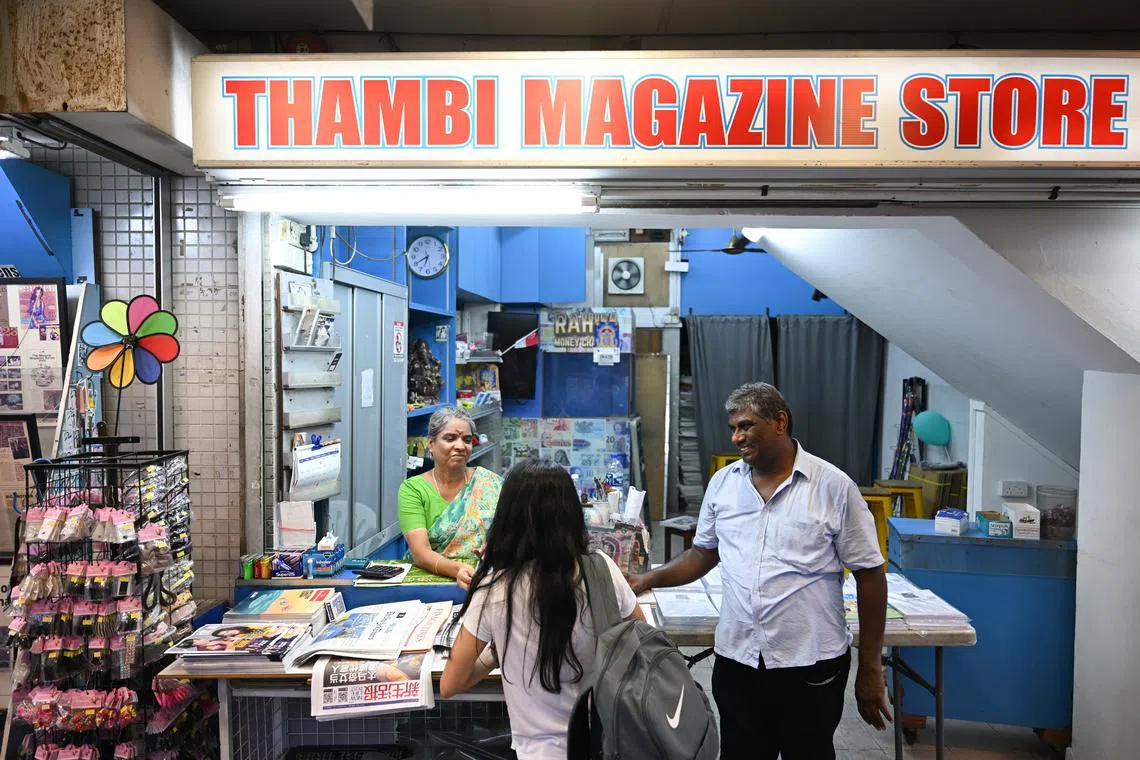 Mr Periathambi Senthil Murugan and his wife at Thambi Magazine Store on May 3.