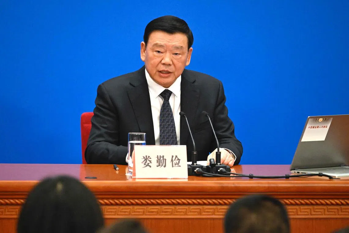 Mr Lou Qinjian is a spokesperson for the second session of the National People's Congress in Beijing. 