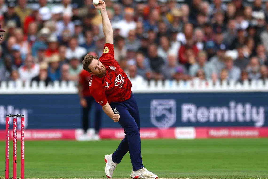 FILE PHOTO: Cricket - Second Twenty20 International - England v West Indies - Seat Unique Stadium, Bristol, Britain - June 8, 2025 England's Liam Dawson in action Action Images via Reuters/Matthew Childs/File Photo