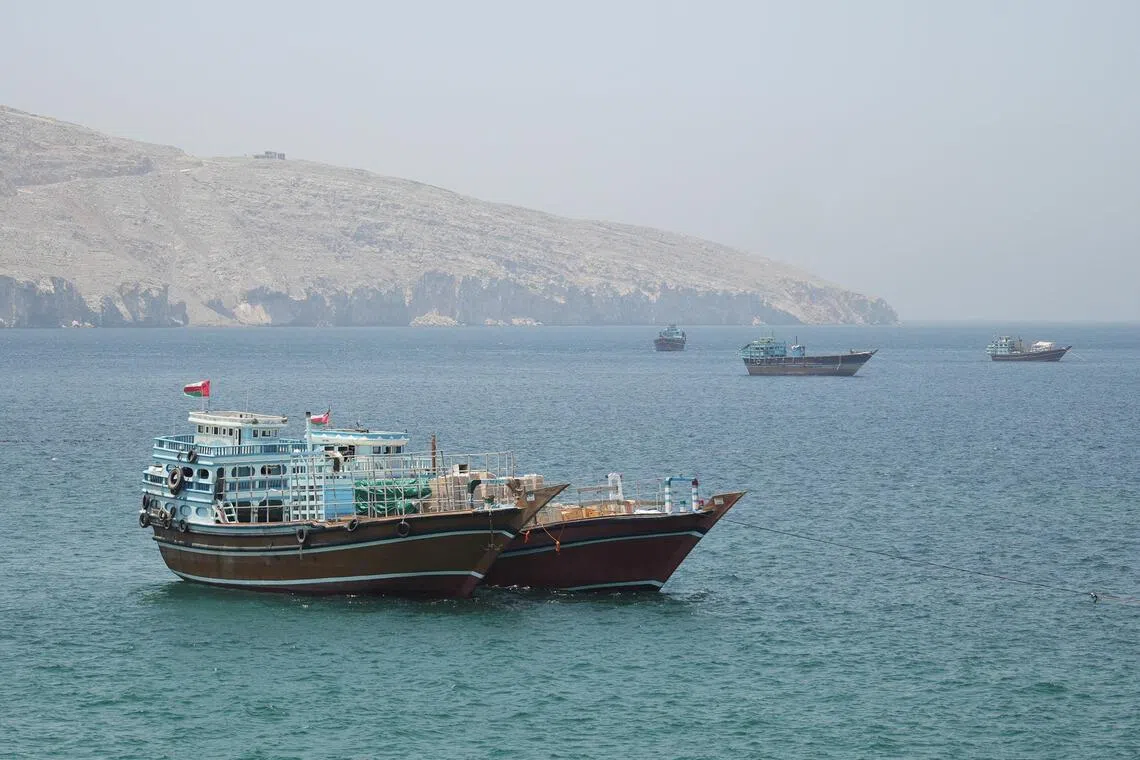 Vessels in the Strait of Hormuz, Musandam, Oman, on May 8. 