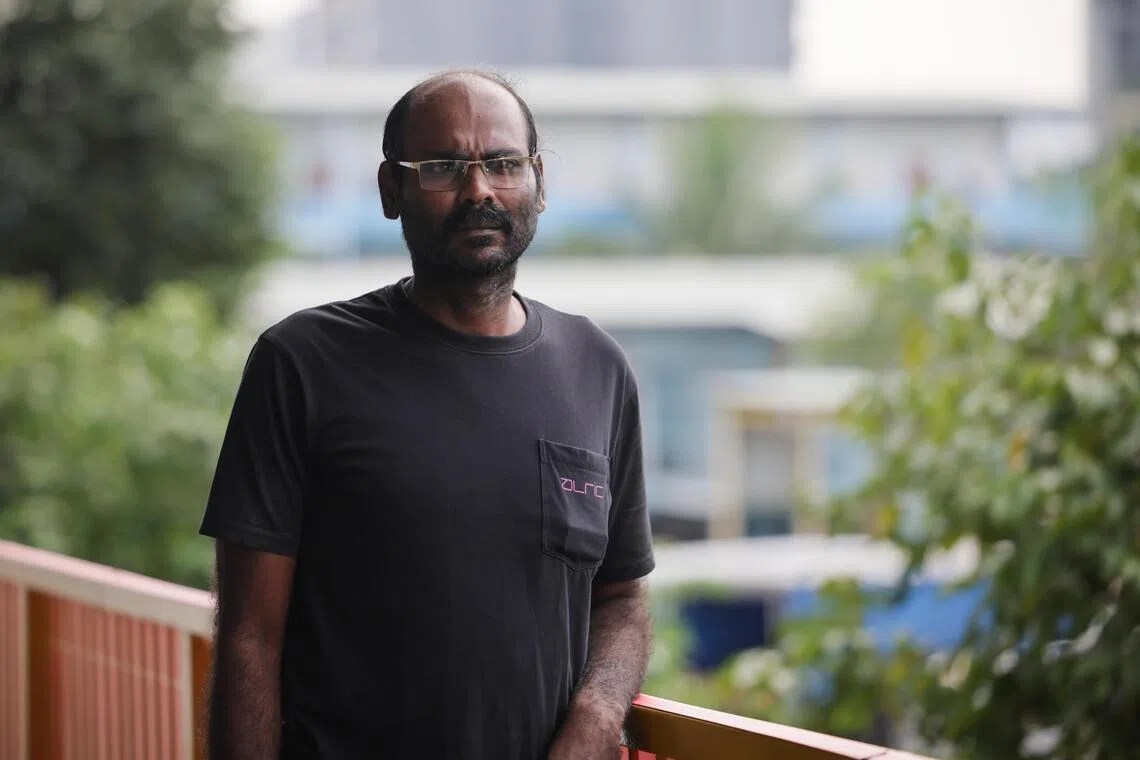 Jayasankar Vinothkumar, 41, a former employee of KPA Engineering, photographed at Tuas View Dormitory on June 24, 2026. He is among migrant workers affected by the alleged unpaid wages involving KPA Engineering and SK Industries.