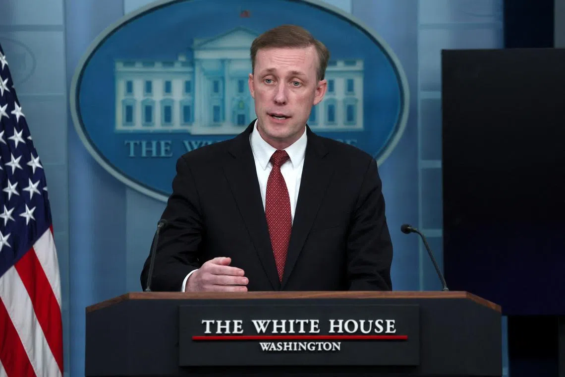FILE PHOTO: National Security Advisor Jake Sullivan speaks during a press briefing at the White House in Washington, U.S., May 22, 2024. REUTERS/Leah Millis/File Photo