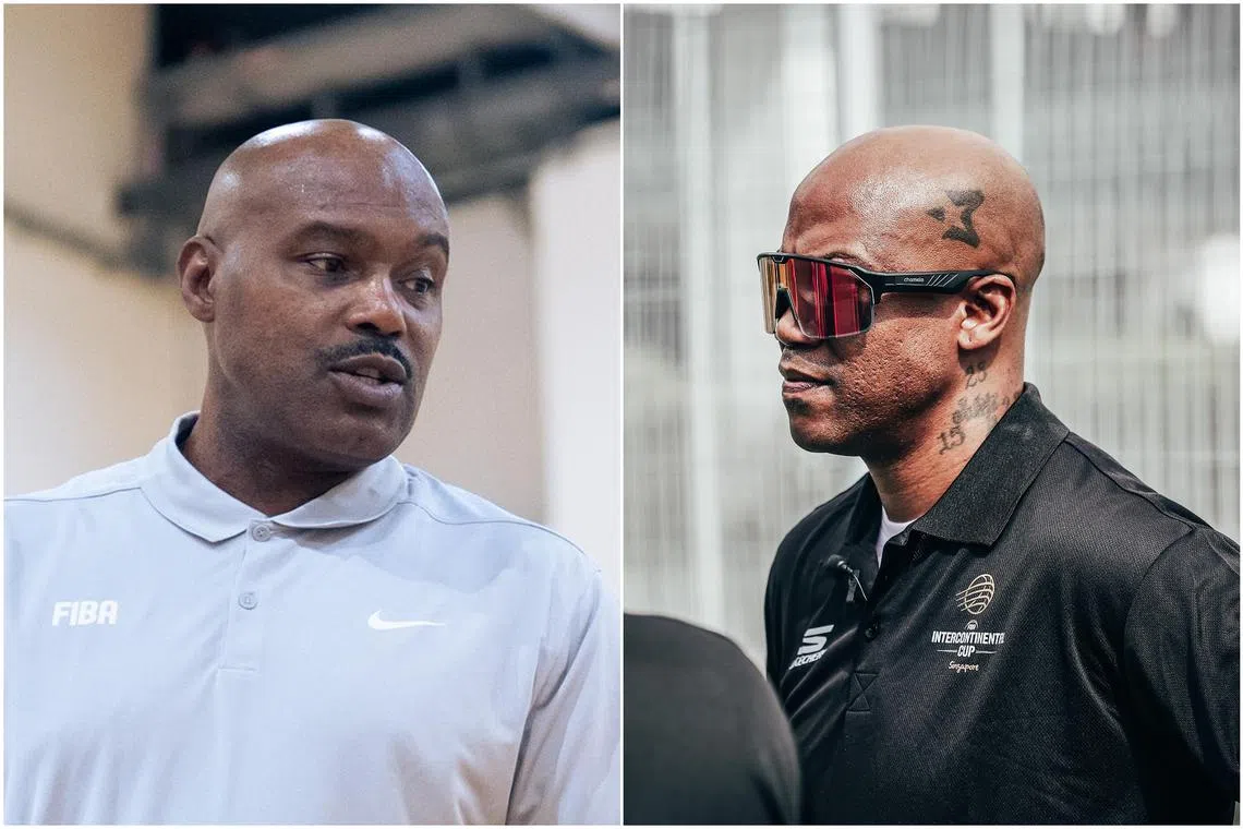 Former NBA players Tim Hardaway (left) and Stephon Marbury are in Singapore as part of the ongoing Sept 12-15 Fiba Intercontinental Cup.