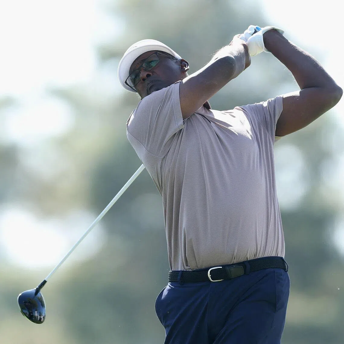 Vijay Singh of Fiji playing a tee shot on the fifth hole during the second round of the Charles Schwab Cup Championship at Phoenix Country Club in November 2025.