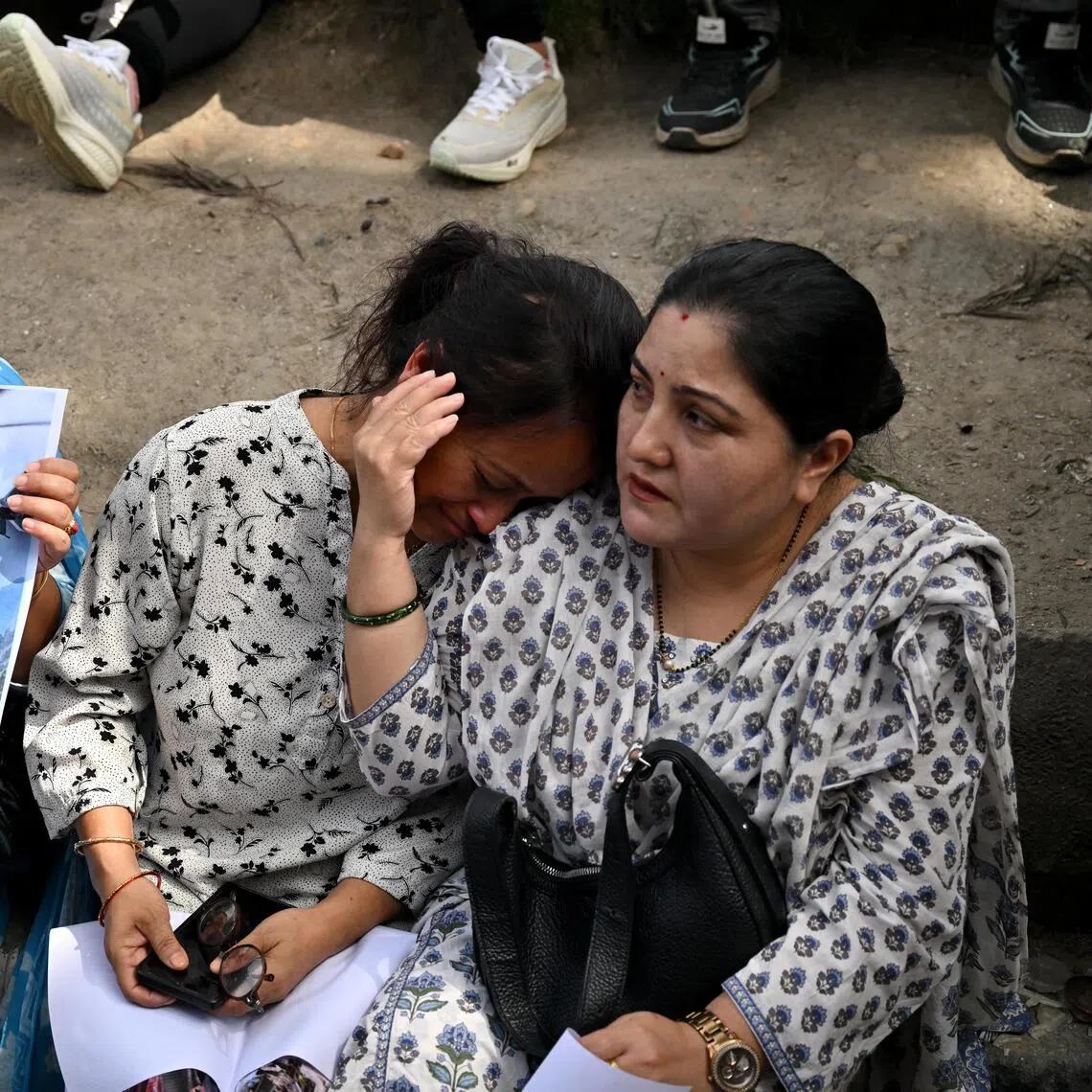 Family members of workers swept away by the flood at the Trishuli 3B hydropower project staging a peaceful protest in Kathmandu on Sept 7.