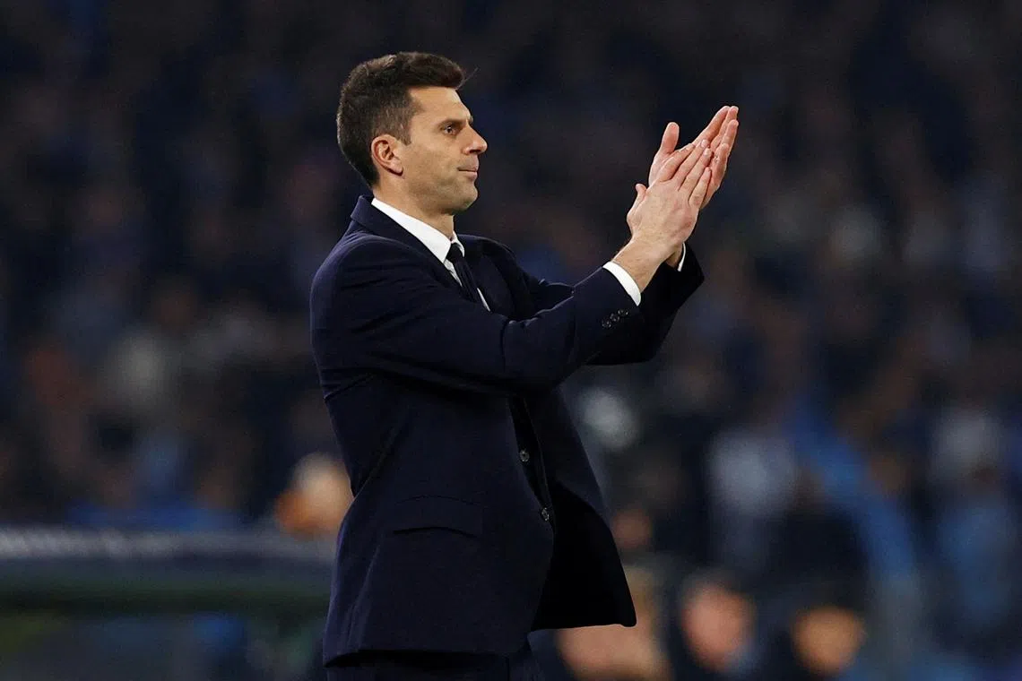 FILE PHOTO: Soccer Football - Serie A - Napoli v Juventus - Stadio Diego Armando Maradona, Naples, Italy - January 25, 2025 Juventus coach Thiago Motta reacts REUTERS/Ciro De Luca/File Photo