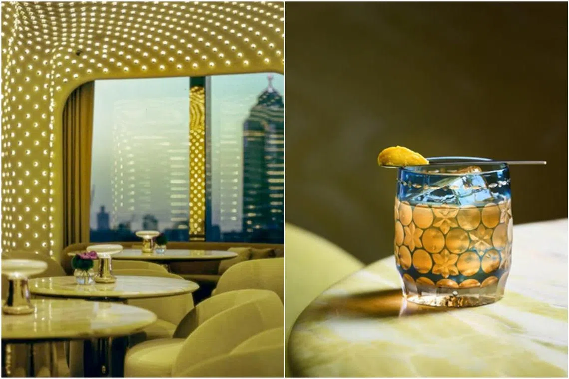 At Peridot, hundreds of small lights are perfectly aligned from floor to ceiling.