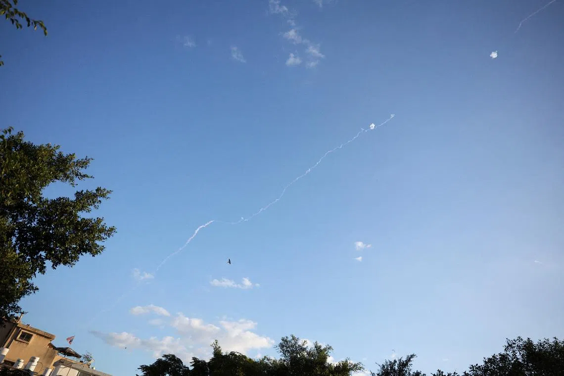 Israel's Iron Dome anti-missile system operates to intercept rockets launched from Lebanon towards Israel, amid cross-border hostilities between Hezbollah and Israel, in Tel Aviv, Israel, October 22, 2024. REUTERS/Violeta Santos Moura