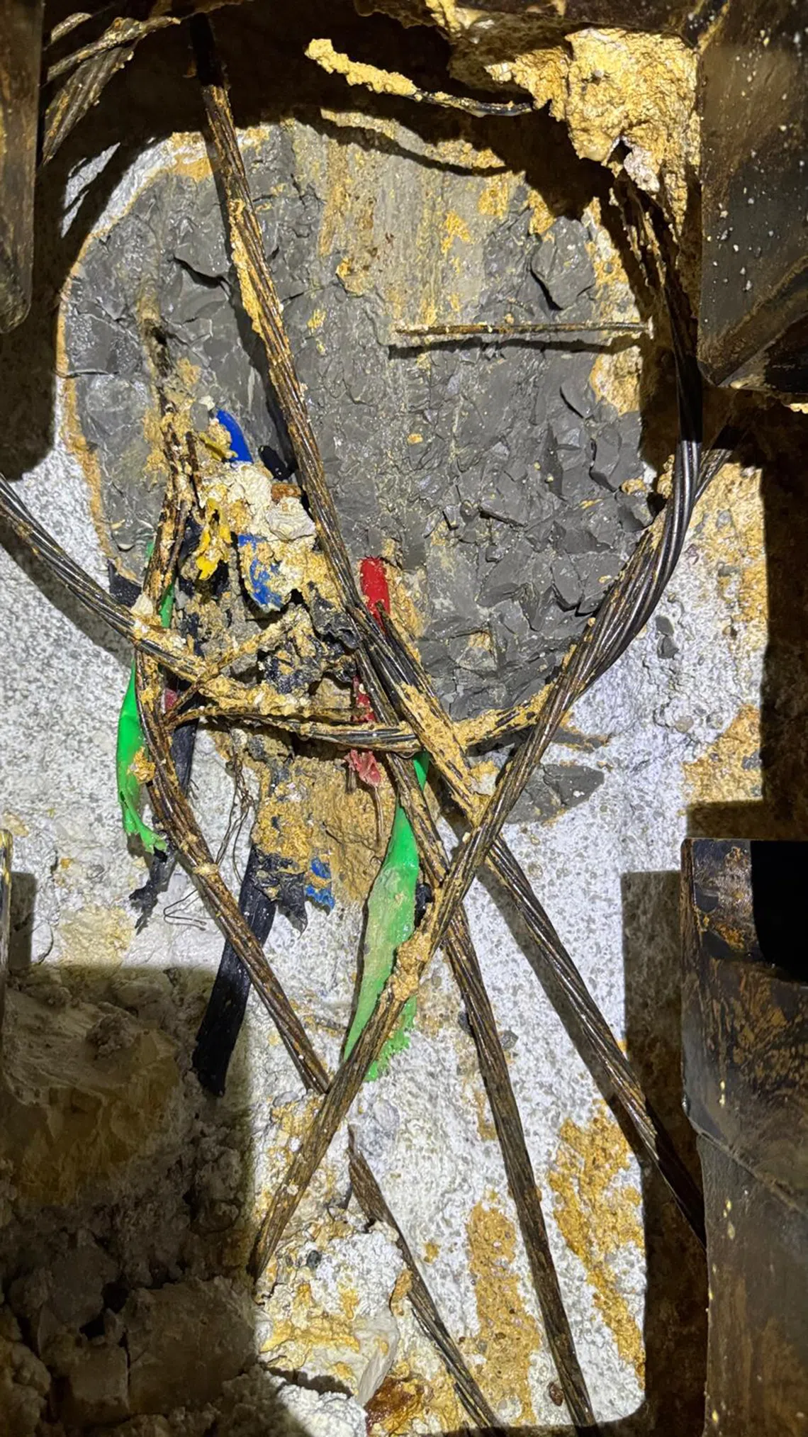 A ground anchor found in front of the tunnel boring machine’s cutterhead.