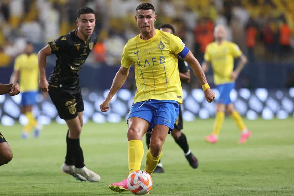 FILE PHOTO: Soccer Football - Saudi Pro League - Al-Nassr v Al-Taawoun - Al-Awwal Park, Riyadh, Saudi Arabia - August 18, 2023 Al Nassr's Cristiano Ronaldo in action REUTERS/Ahmed Yosri/File Photo