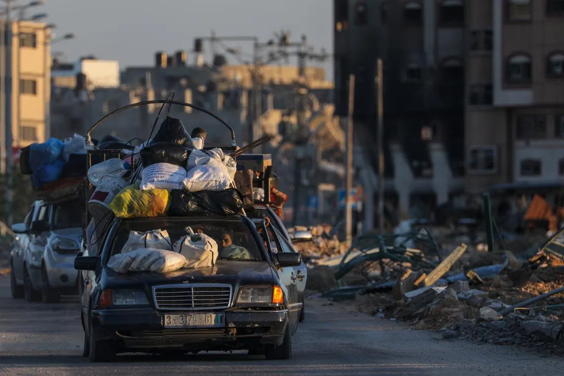 Palestinians leaving Rafah on May 6 following an evacuation order issued by the Israeli army.