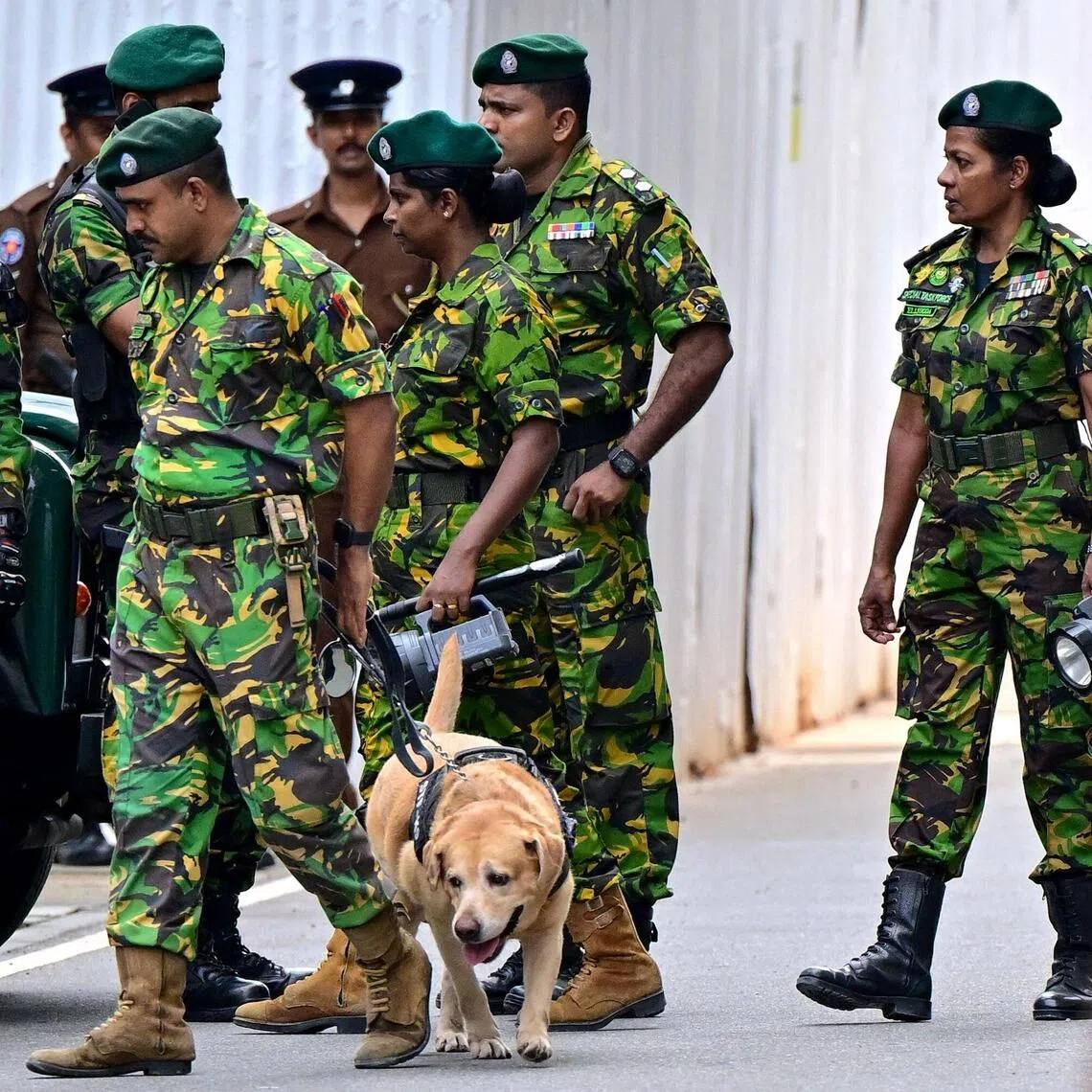 Sri Lankan Special Task Force personnel standing guard outside Colombo’s High Court on Sept 22, during the trial of those accused of the 2019 Easter Sunday attacks, which killed 279 people.