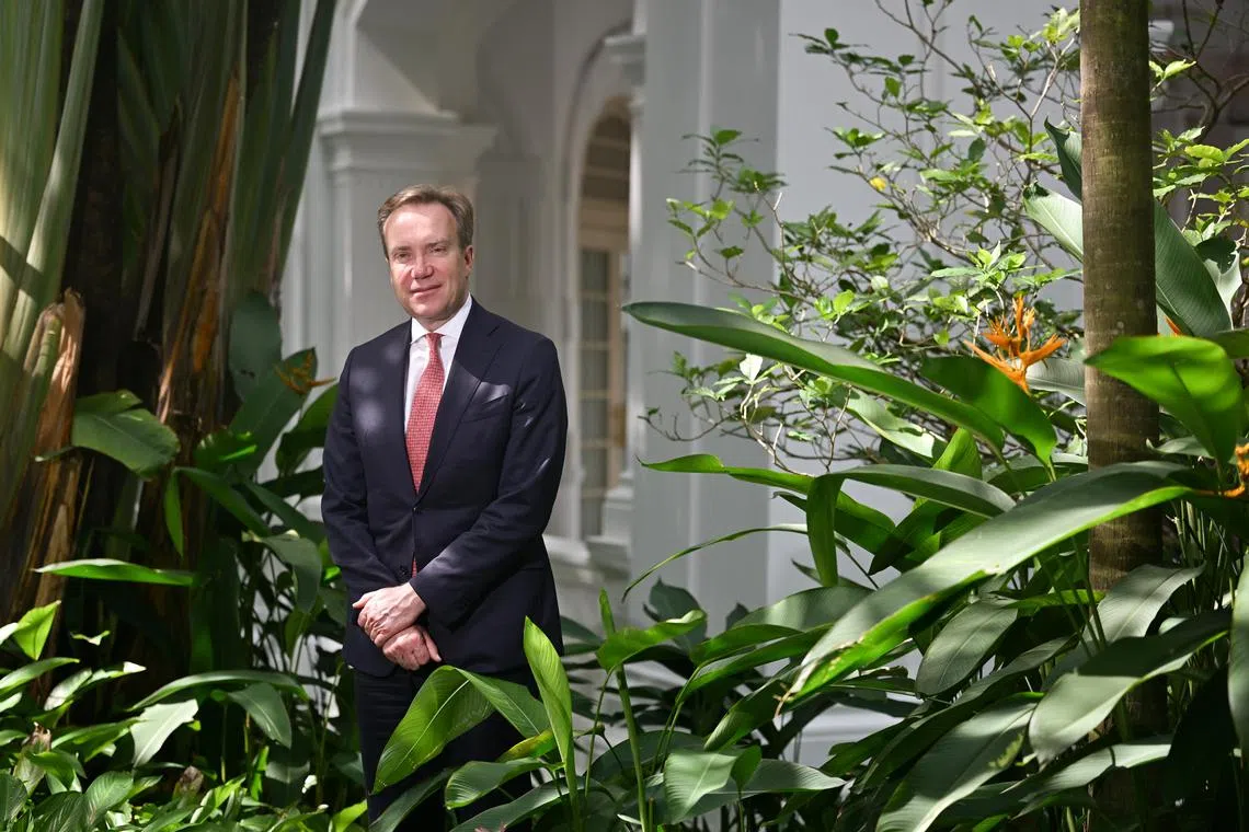 ST20240417-202411003553-Lim Yaohui-Audrey Tan-auwef/

Interview with WEF president Børge Brende, who is in Singapore for the Ecosperity sustainability conference convened by Temasek, at Raffles Hotel Singapore on Apr 17, 2024.

(ST PHOTO: LIM YAOHUI)