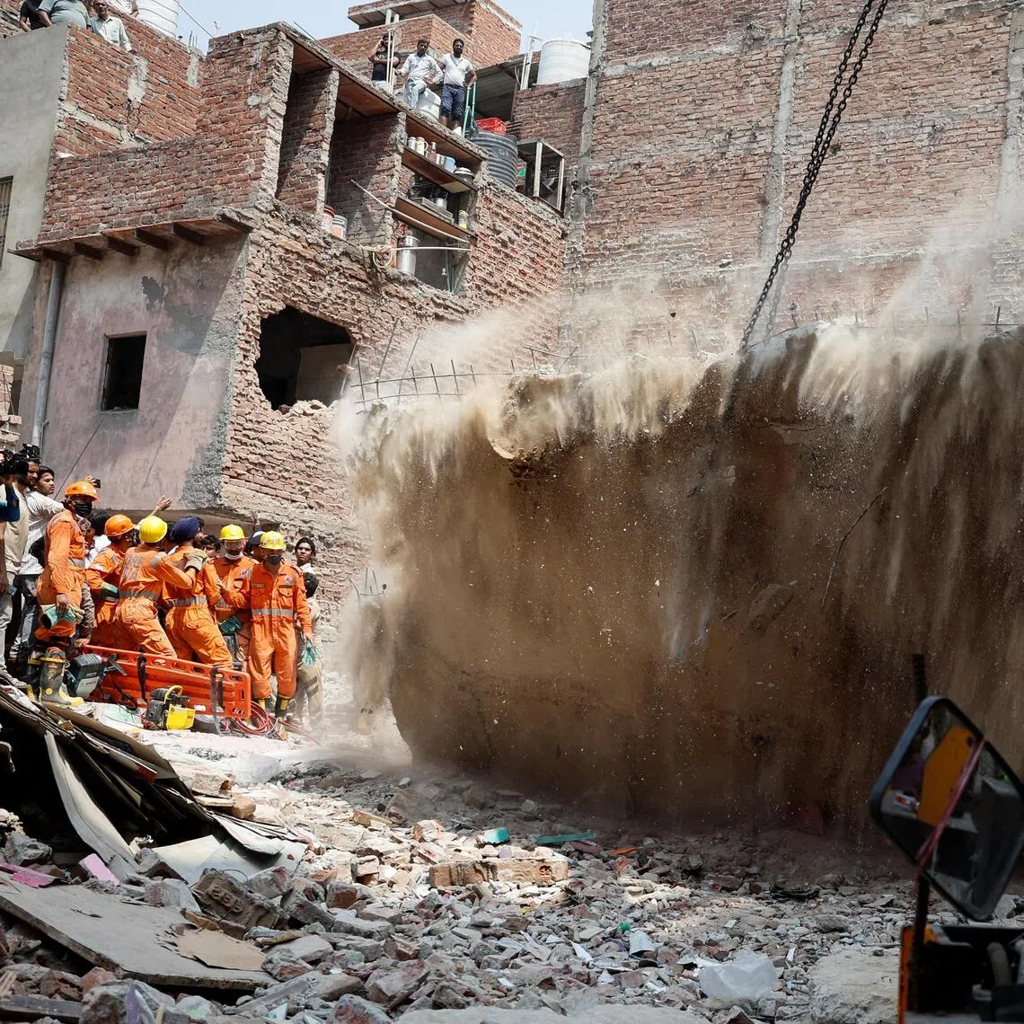 Disaster agency teams, as well as fire and police teams, are using heavy machinery as well as sniffer dogs to locate anyone who may be trapped.