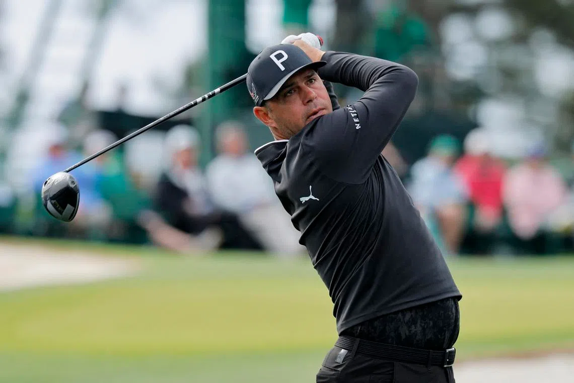 Golf - The Masters - Augusta National Golf Club, Augusta, Georgia, U.S. - April 7, 2026 Gary Woodland of the U.S. hits his tee shot on the 3rd hole during a practice round REUTERS/Mike Blake