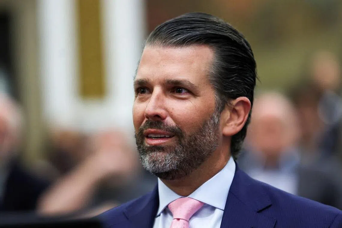 FILE PHOTO: Former U.S. President Donald Trump's son and co-defendant, Donald Trump Jr., attends the Trump Organization civil fraud trial, in New York State Supreme Court in the Manhattan borough of New York City, U.S., November 1, 2023. REUTERS/Mike Segar/Pool/File Photo