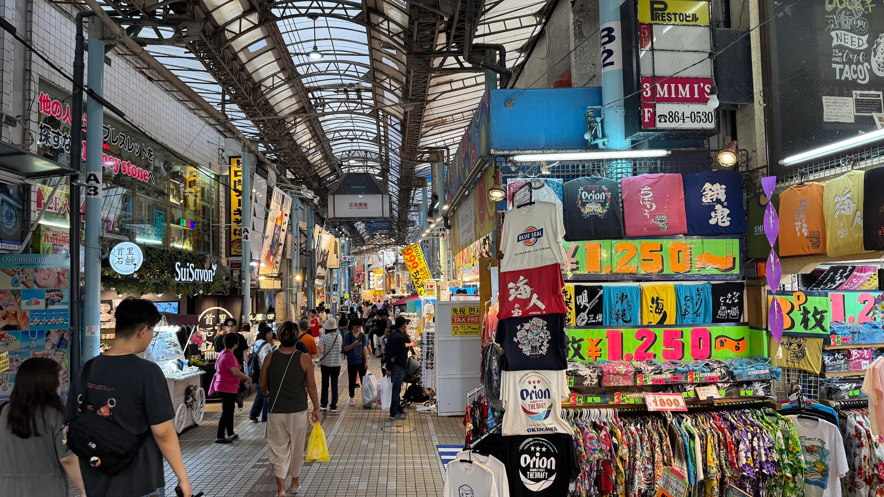 rua comercial, Okinawa, lembranças, comida