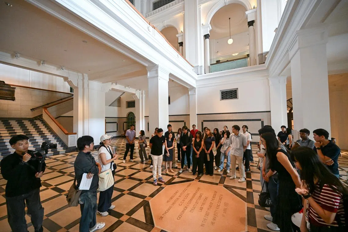 The tour begins at the National Gallery Singapore, which housed the Supreme Court for more than 60 years.