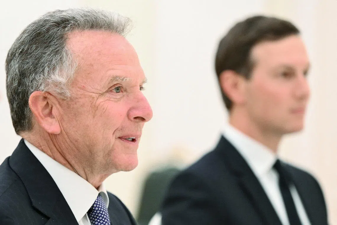 U.S. President Donald Trump's special envoy Steve Witkoff and son-in-law Jared Kushner attend a meeting with Russian President Vladimir Putin at the Kremlin in Moscow, Russia, December 2, 2025. Sputnik/Kristina Kormilitsyna/Pool via REUTERS