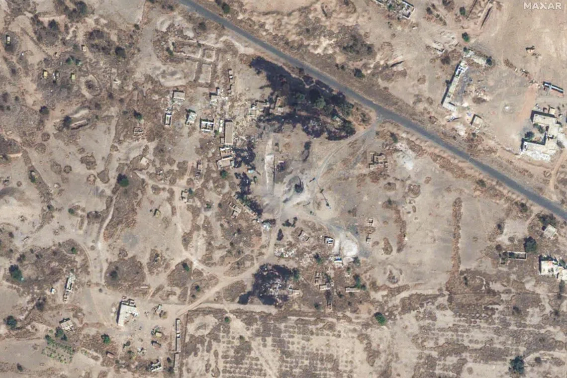 In recent weeks, the US and British forces have mainly hit Houthi missiles and radar sites. This handout satellite picture courtesy of Maxar Technologies shows the aftermath of an airstrike on a radar site near Sanaa International Airport, in Sanaa, Yemen on Jan 12 after airstrikes by the United States and Britain. 