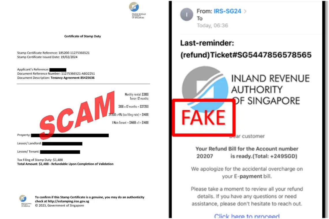 The police said in a statement that Iras would never ask for one’s online banking details for tax refund purposes.