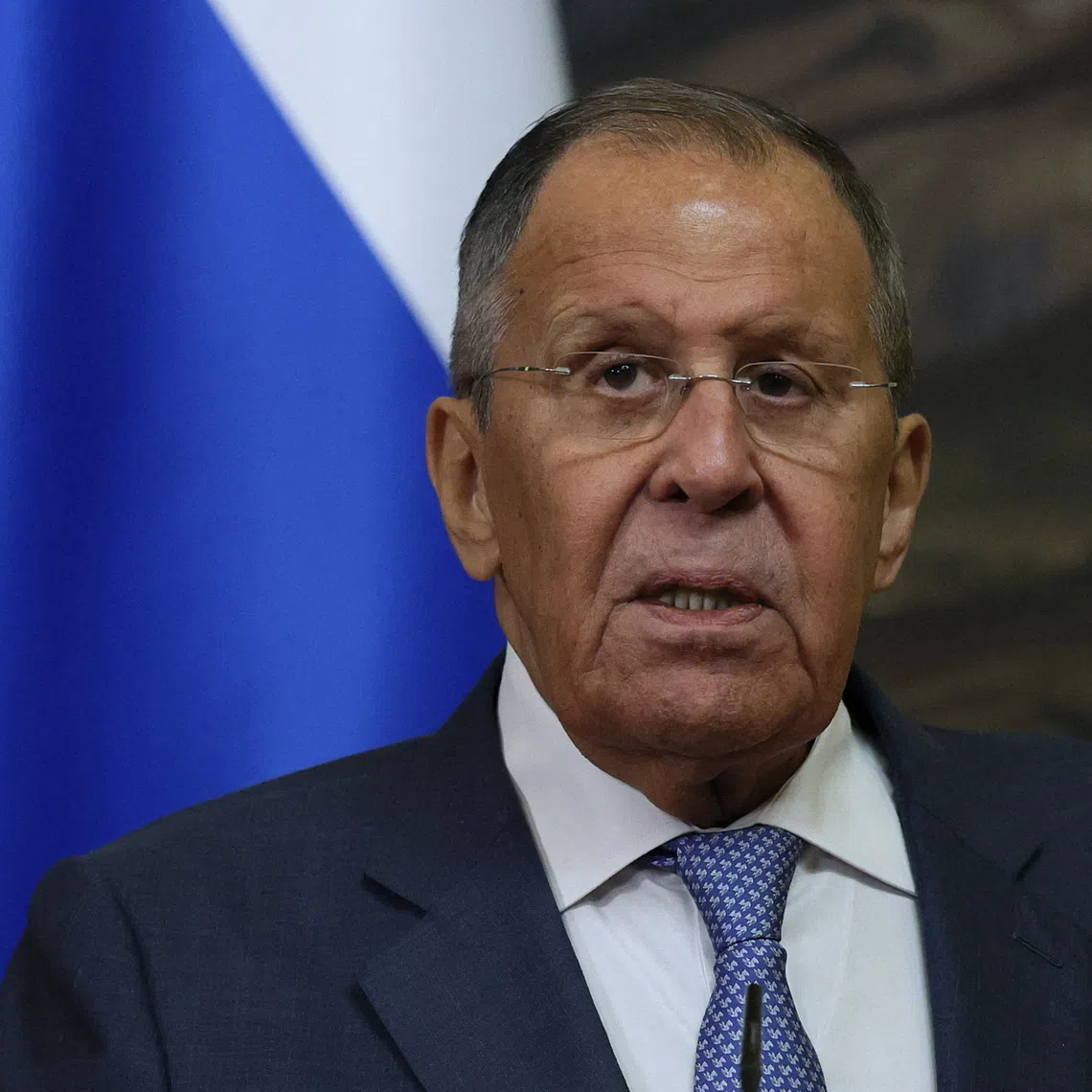 Russian Foreign Minister Sergei Lavrov attends a press conference with Archbishop Paul Richard Gallagher, Vatican envoy and Secretary for Relations with States and International Organisations of the Holy See, following their meeting in Moscow, Russia August 25, 2026. REUTERS/Ramil Sitdikov/Pool