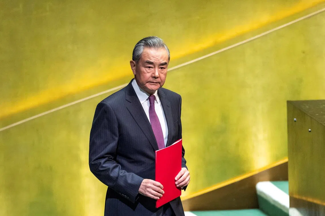 China's Foreign Minister Wang Yi arrives to address the 79th United Nations General Assembly at U.N. headquarters in New York, U.S., September 28, 2024.  REUTERS/Eduardo Munoz/Files