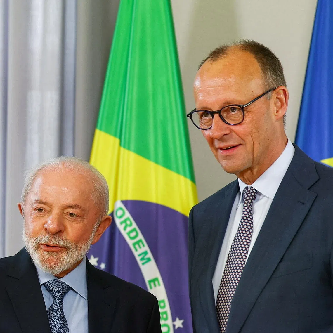 German Chancellor Friedrich Merz meets Brazilian President Luiz Inacio Lula da Silva for bilateral talks in Hanover, Germany, April 19, 2026. REUTERS/Lisi Niesner/Pool
