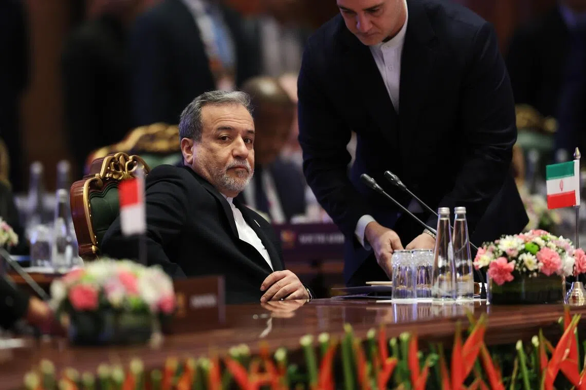 Iran’s Foreign Minister Abbas Araghchi (left) argued that neither US bases nor an alliance with Israel provided the UAE with security and that it should reconsider its policy toward Iran.