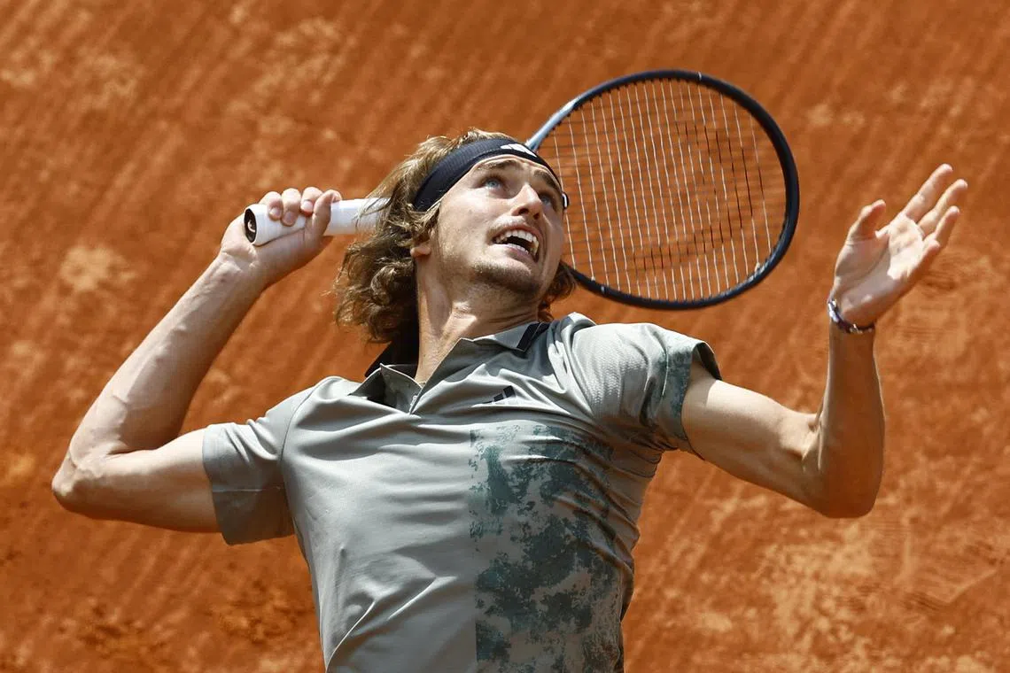 Germany's Alexander Zverev in action against Spain's Roberto Bautista Agut.