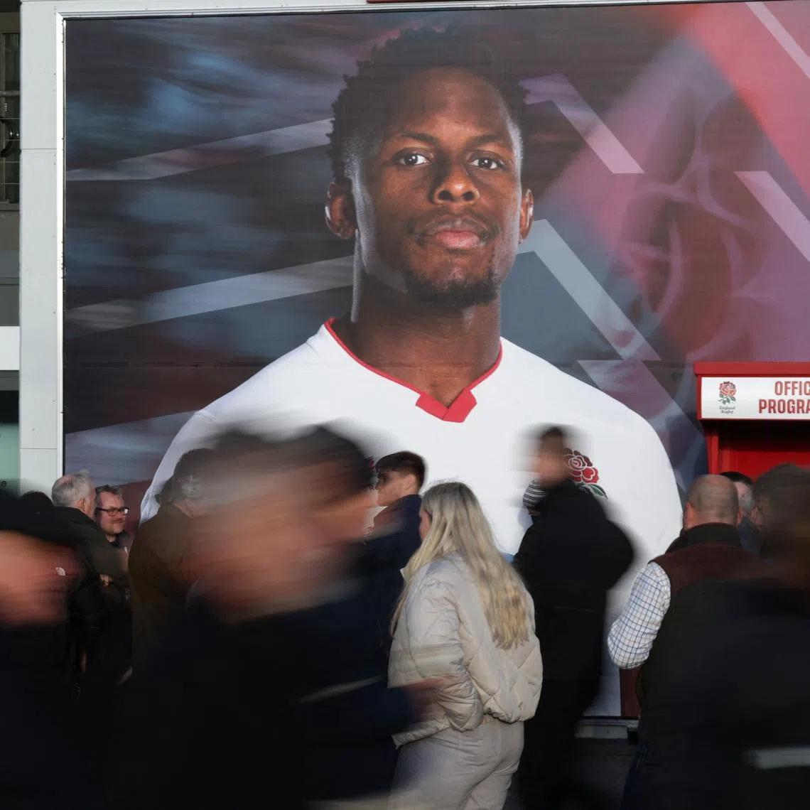 Rugby Union - Autumn Internationals - England v Argentina - Allianz Stadium, Twickenham, London, Britain - November 23, 2025 A mural of England's Maro Itoje is pictured outside the stadium before the match Action Images via Reuters/Paul Childs