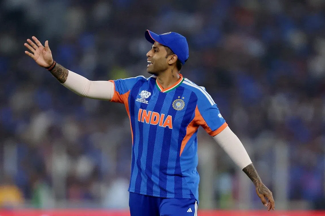 Cricket - ICC Men's T20 World Cup 2026 - Group A - India v Netherlands - Narendra Modi Stadium, Ahmedabad, India - February 18, 2026 India's Suryakumar Yadav reacts REUTERS/Amit Dave