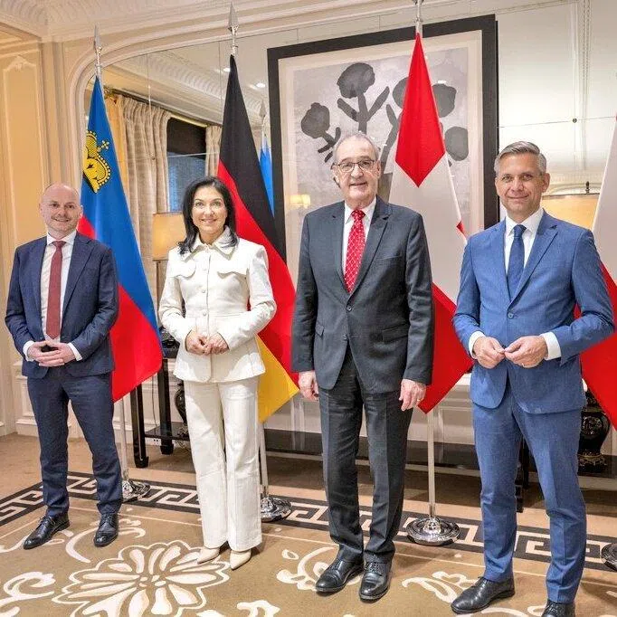 Economy ministers (from left) Hubert Buchel of Liechtenstein, Katherina Reiche, Guy Parmelin and Wolfgang Hattmannsdorfer meeting in Switzerland on Feb 27.