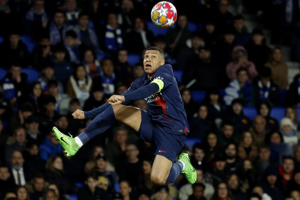 Soccer Football - Champions League - Round of 16 - Second Leg - Real Sociedad v Paris St Germain - Reale Arena, San Sebastian, Spain - March 5, 2024 Paris St Germain's Kylian Mbappe in action REUTERS/Vincent West