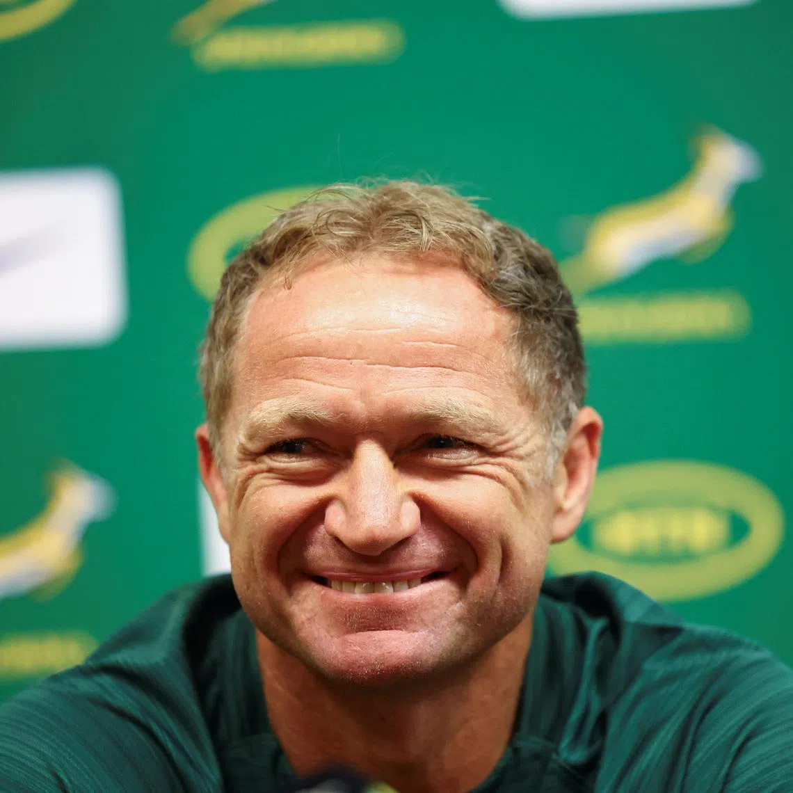 Former All Blacks player and new member of the coaching staff for the Springboks, Tony Brown speaks at the Springbok media conference in Cape Town, South Africa, March 12, 2024. REUTERS/Esa Alexander