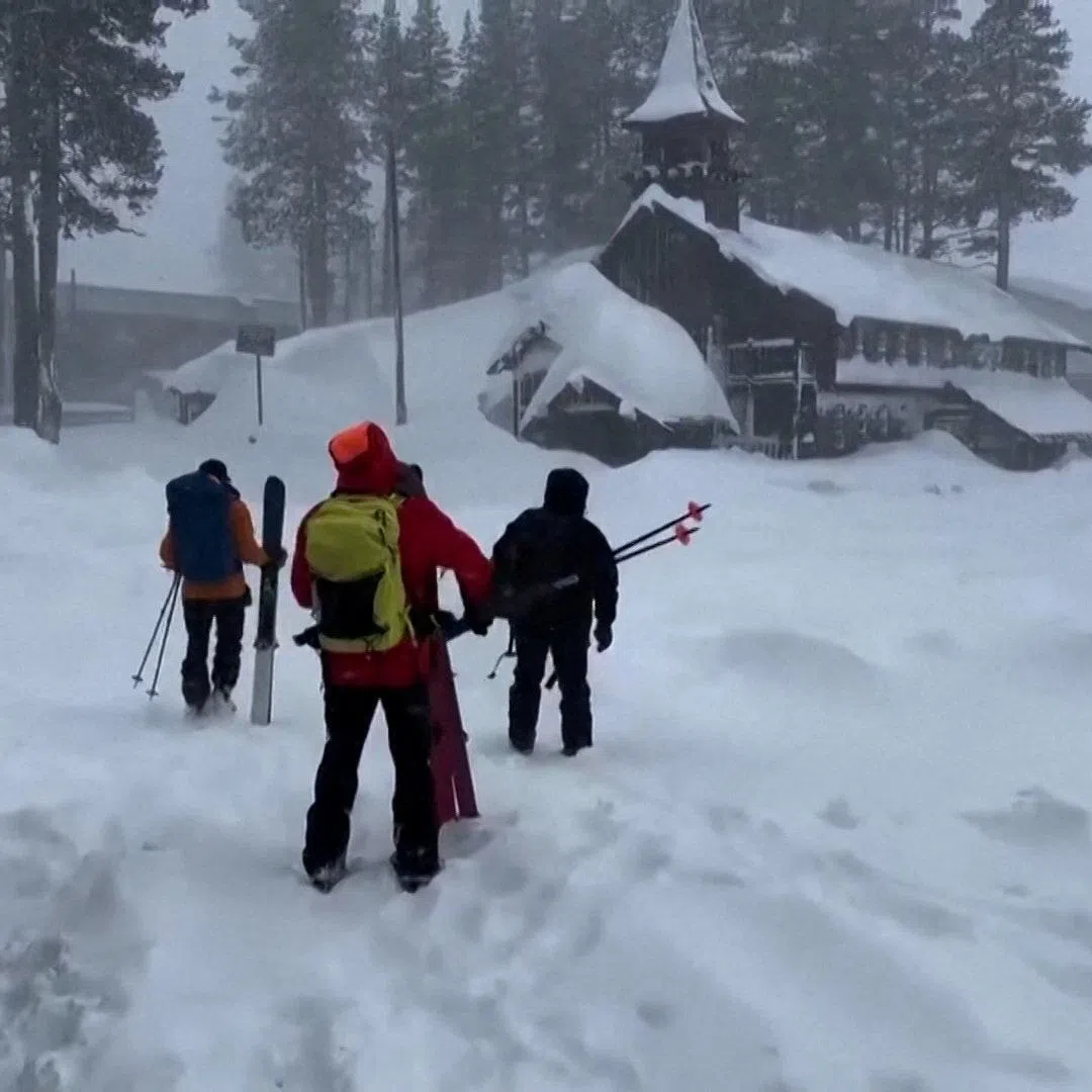 A rescue team departing to the site of the avalanche in California's Sierra Nevada mountains on Feb 17.