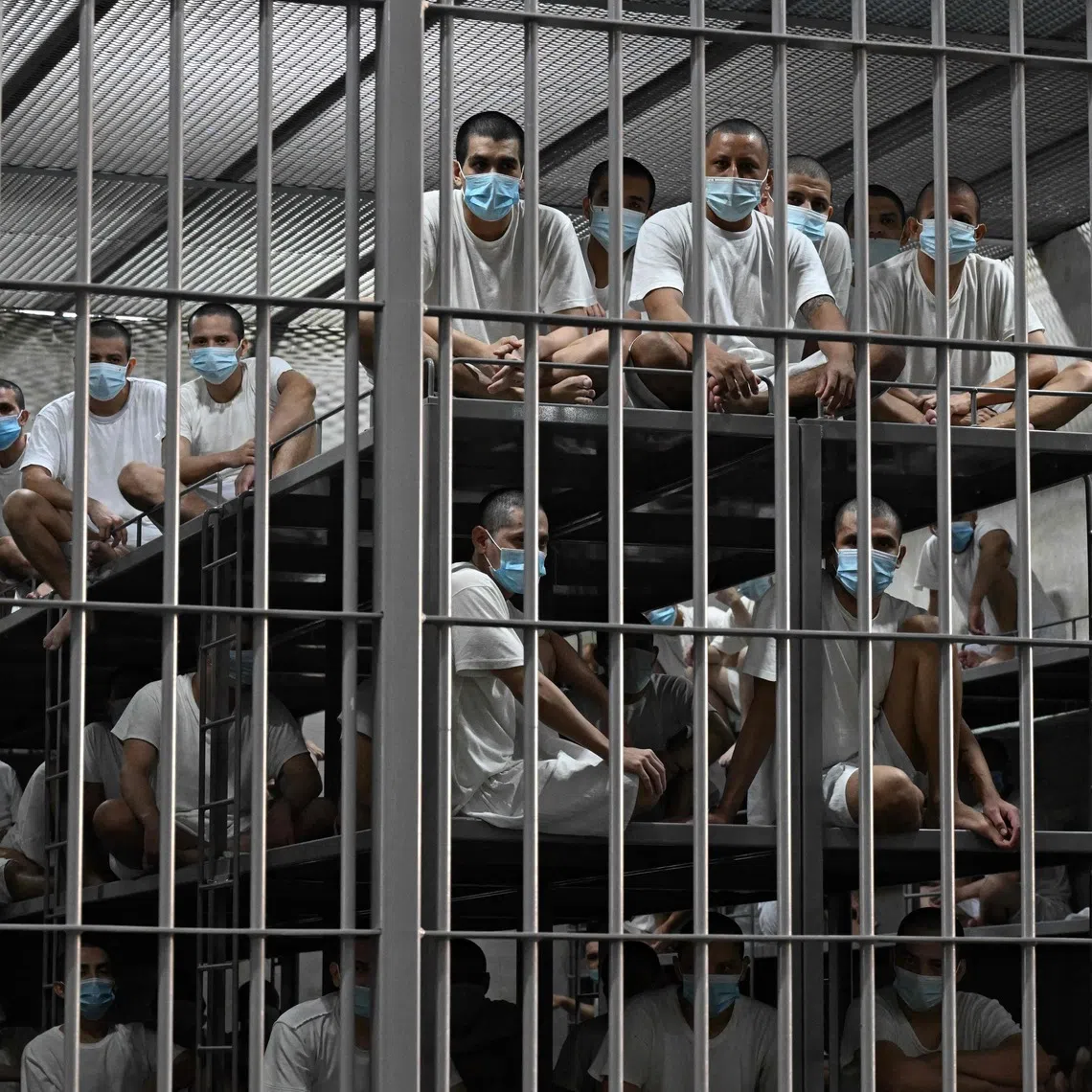 Former US secretary of state Hillary Clinton labelled El Salvador’s Terrorism Confinement Center (above) “brutal” on social media on Dec 22.