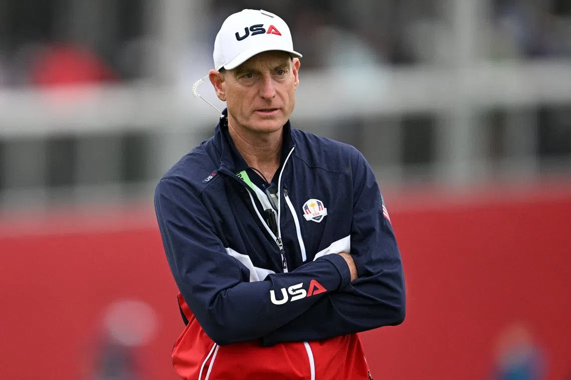 Golf - The 2025 Ryder Cup - Bethpage Black Golf Course, Farmingdale, New York, United States - September 25, 2025 Team USA vice captain Jim Furyk during practice IMAGN IMAGES via Reuters/Dennis Schneidler