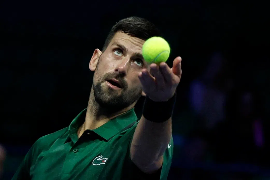 Tennis - ATP 250 - Hellenic Championship - Telekom Center Athens, Marousi, Greece - November 8, 2025 Serbia's Novak Djokovic in action during his final match against Italy's Lorenzo Musetti REUTERS/Louiza Vradi