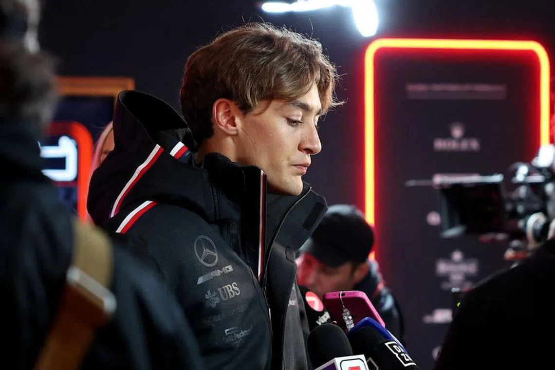 Formula One F1 - Las Vegas Grand Prix - Las Vegas Strip Circuit, Las Vegas, Nevada, U.S - November 18, 2023 Mercedes' George Russell talks to the media after qualifying REUTERS/Finn Blake/ File Photo