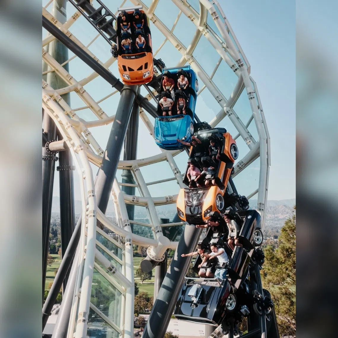 The new Fast & Furious: Hollywood Drift roller coaster at Universal Studios Hollywood in California on Aug 10.