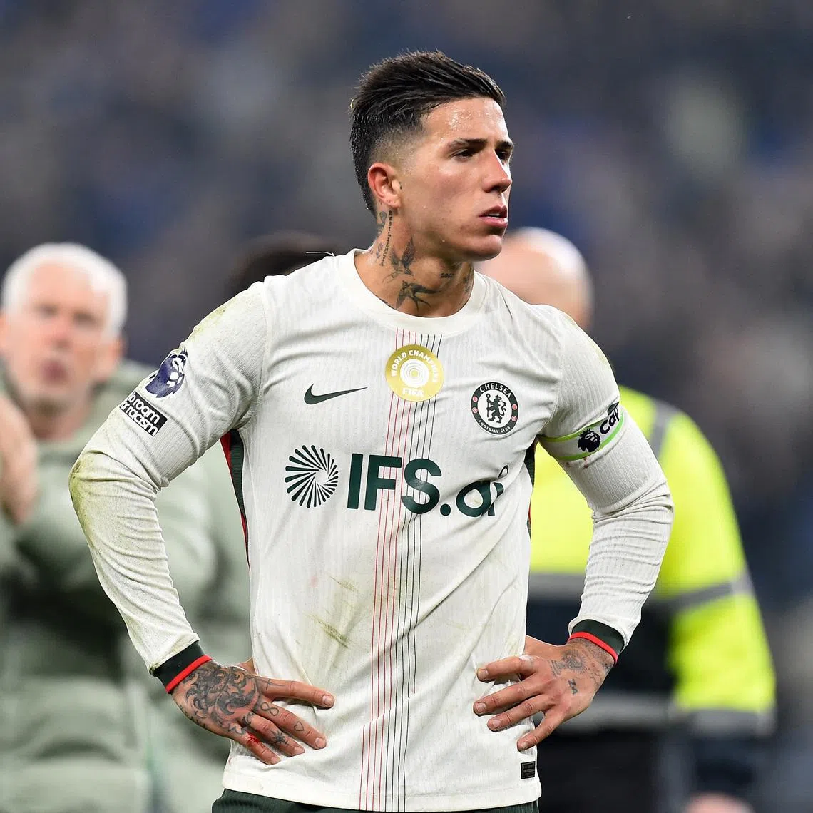 Soccer Football - Premier League - Everton v Chelsea - Hill Dickinson Stadium, Liverpool, Britain - March 21, 2026 Chelsea's Enzo Fernandez looks dejected after the match REUTERS/Peter Powell