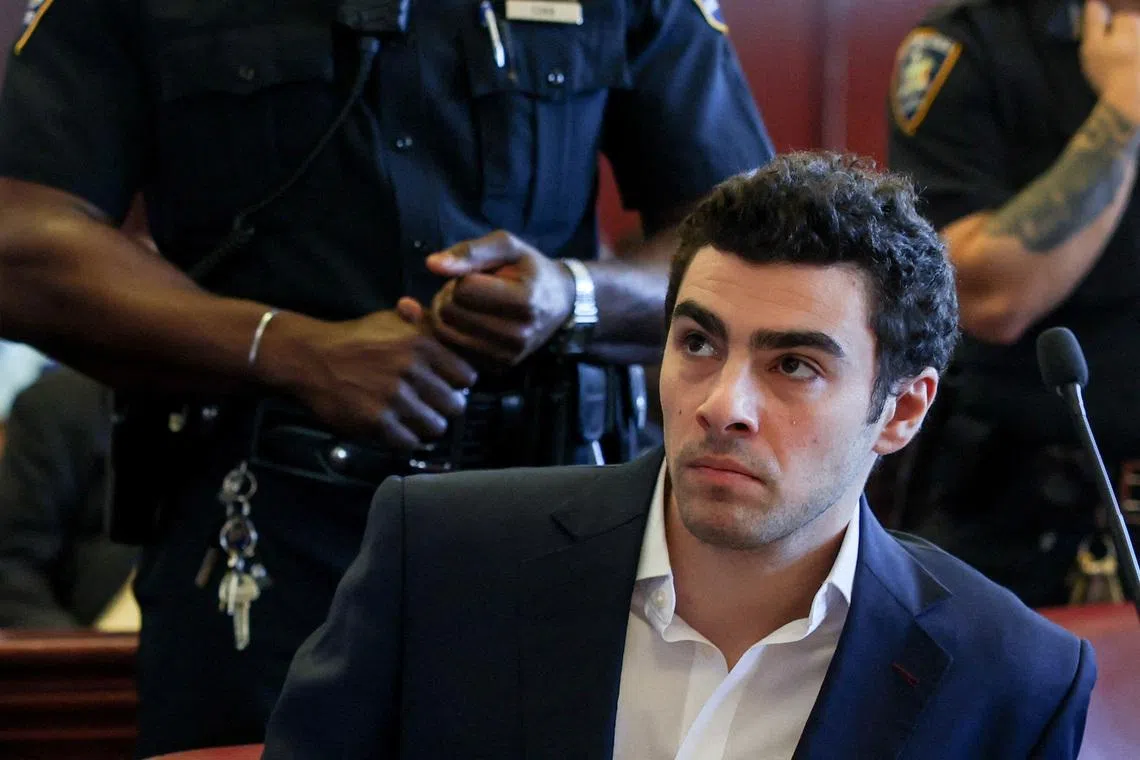 FILE PHOTO: Luigi Mangione attends an evidentiary hearing in the murder case of UnitedHealthcare CEO Brian Thompson, at the Manhattan Supreme Court in New York, U.S., December 18, 2025. REUTERS/Shannon Stapleton/Pool/File Photo