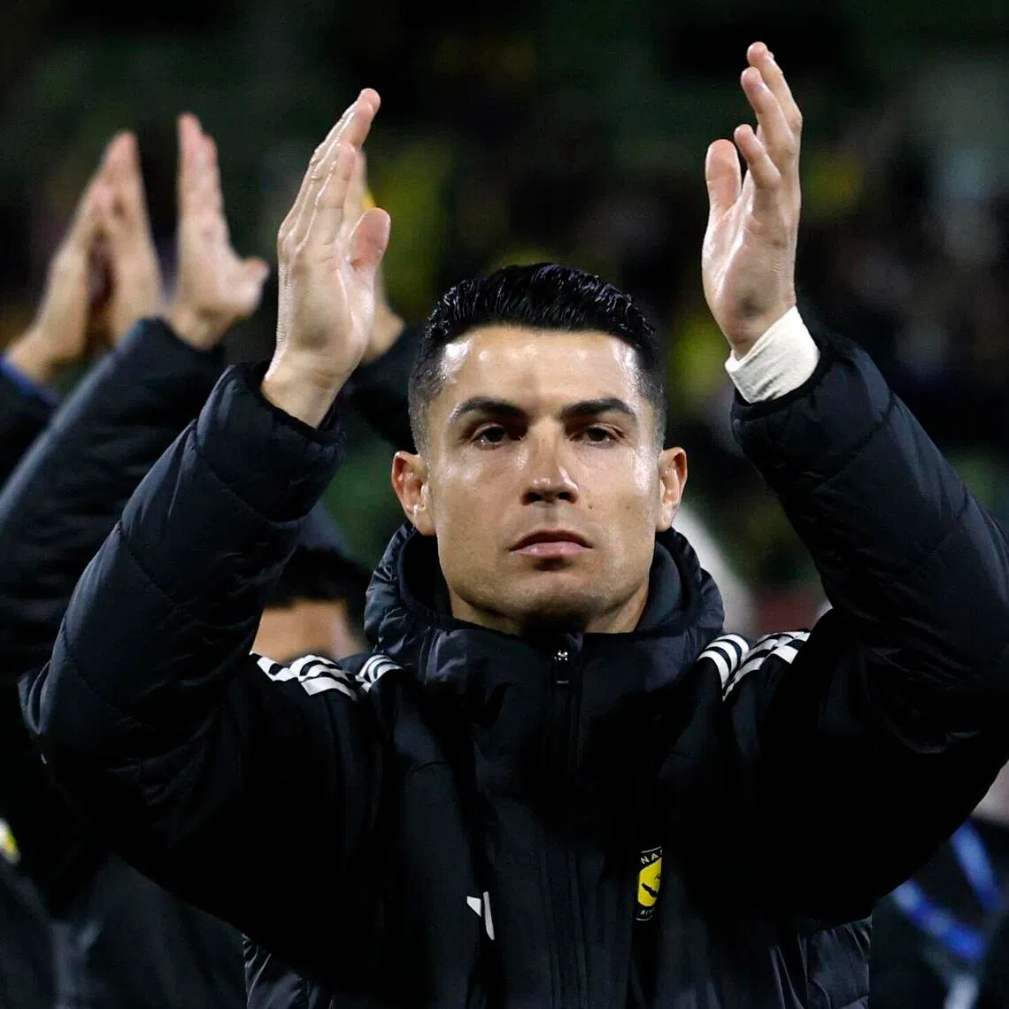 Al Nassr's Cristiano Ronaldo applauds fans after the match agianst Al Kholood on Jan 30. R
