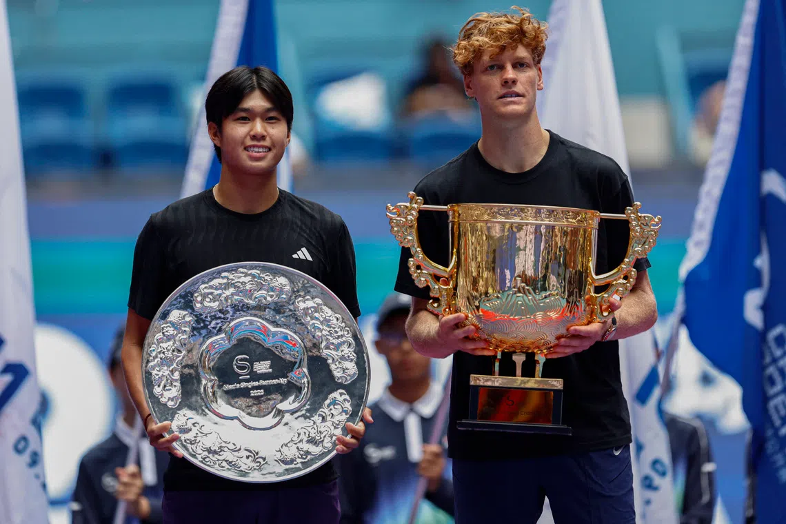 The China Open victory was Jannik Sinner's third title of the year He beat Learner Tien 6-2, 6-2, in the final on Oct 1. 