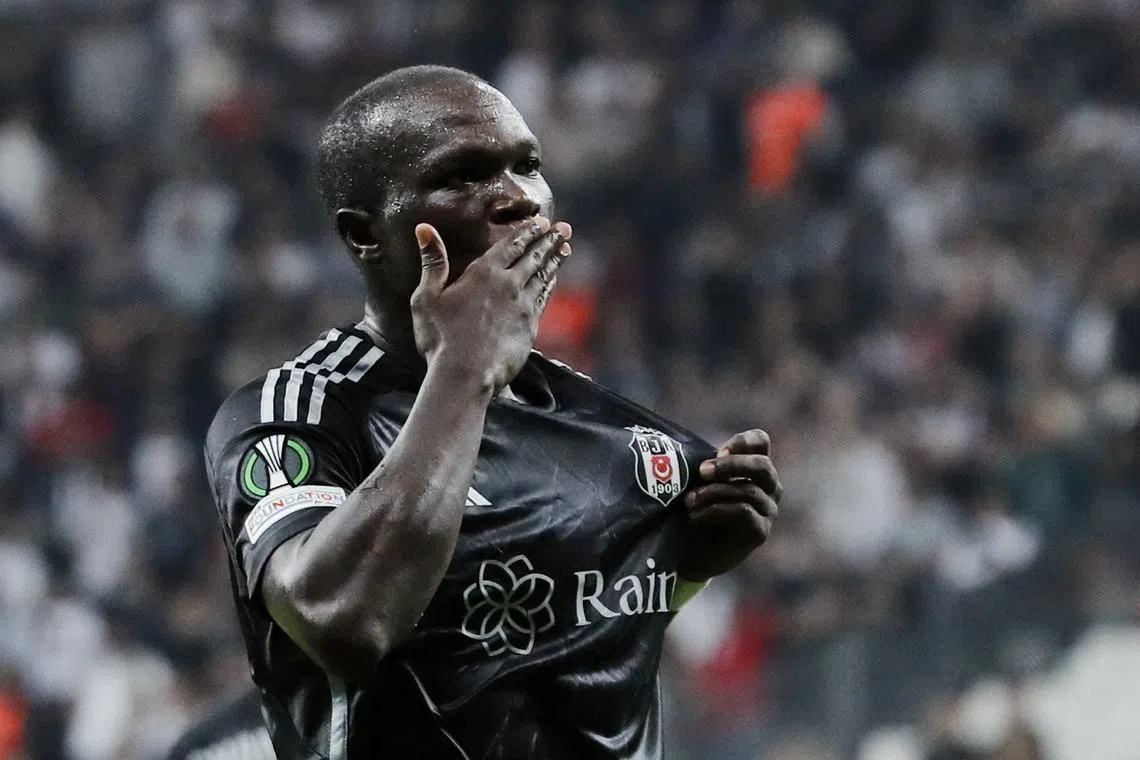 FILE PHOTO: Soccer Football - Europa Conference League - Group D - Besiktas v FC Lugano - Vodafone Park, Istanbul, Turkey - October 5, 2023 Besiktas' Vincent Aboubakar celebrates scoring their first goal REUTERS/Dilara Senkaya/File Photo