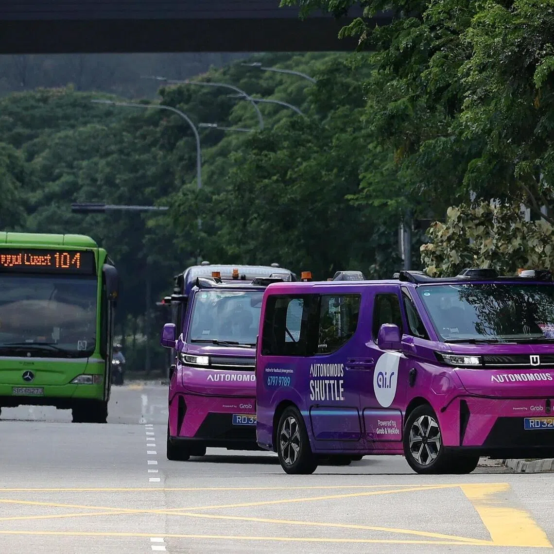 The autonomous vehicles (AVs) for the public autonomous shuttle rides in Punggol on April 1. 