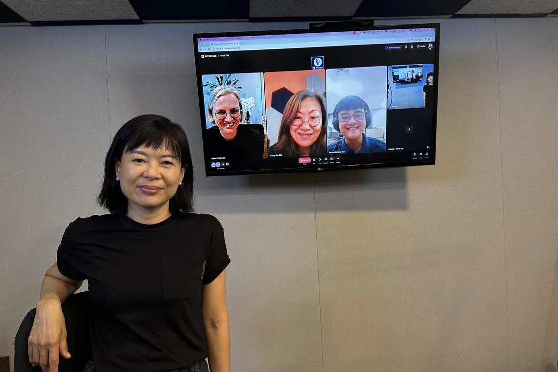 (From left) ST's senior correspondent Krist Boo, Ms Agnes Heftberger, general manager for IBM in Southeast Asia, Australia, New Zealand and Korea, Ms Leong Yee May, Equinix’s managing director for South Asia, and Mr Aaron Lim, a student studying data science and AI at the Nanyang Technological University of Singapore.